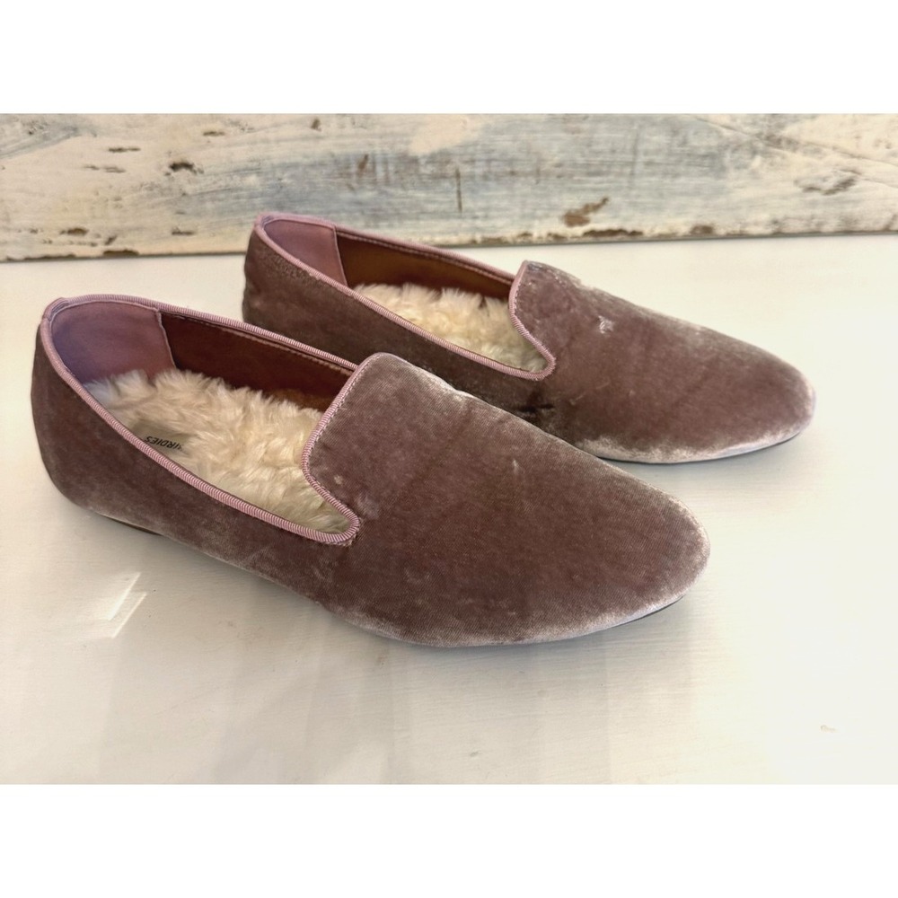 Birdies Starling Women's Loafers Dusty Rose‎ Pink Velvet Faux Fur Lining Size 8